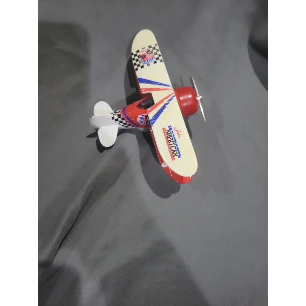 Toysmith Plane John American Biplane Pull Back Release Toy Die Cast & Plastic